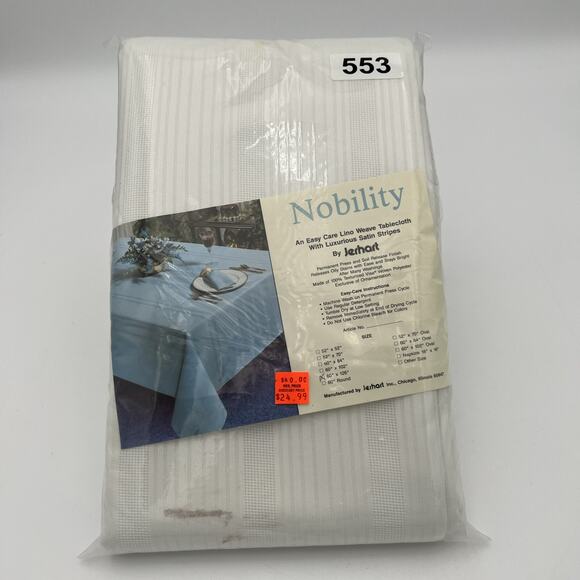 Vintage Nobility Lino Weave Tablecloth By Jerhart 60”x126”oblong NOS - Picture 1 of 6